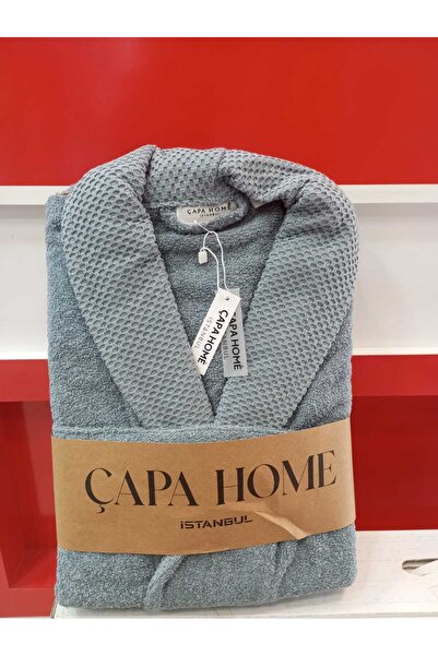 Çapa Home 100% Cotton Water Drawing Double Pocket Bathrobe