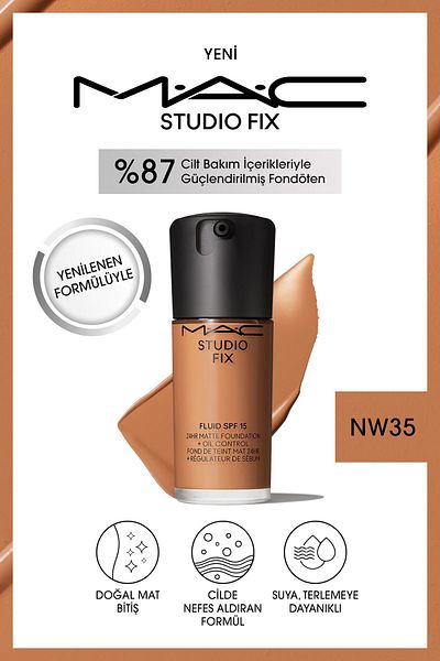M.A.C Studio Fix Fluid with Renewed Formula SPF 15 Matte Foundation-NW35 30 ML