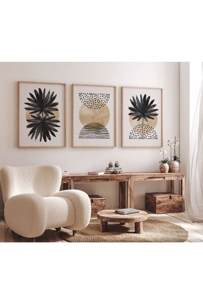 woodhomeworks Soyut Dekoratif 3 Lü Tablo qmrc