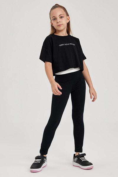 DeFacto Girl's Black School Leggings - Long Size A6907a823au