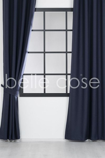 Belle Cose Linen Look Blackout Blackout Thermal Navy Blue Background Curtain Single Wing