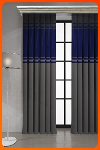 Nebumu Paris Ters Cizgili Pileli Fon Perde