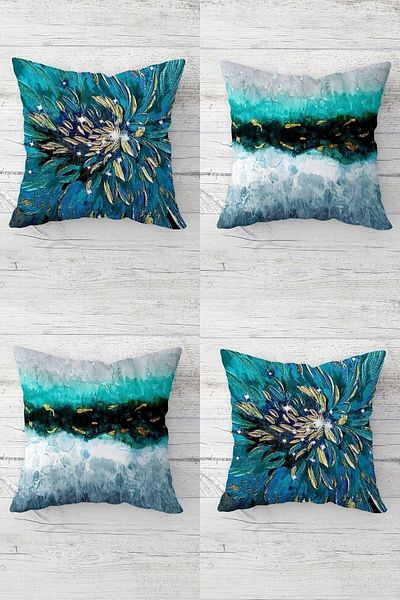 on the clouds Banana Flower and Gold Pauntiyed Hidden Zippered Throw Pillow Cover Sofa Pillow Cover Set (4pcs)