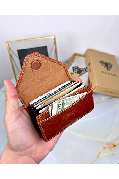 Fil Deri Genuine Leather - Magnetic - Coin Compartment - Accordion Card Holder 2063