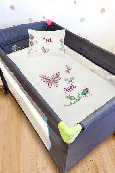 Homamia Park Yatak Çarşaf Seti Mor Kelebek (115X155)