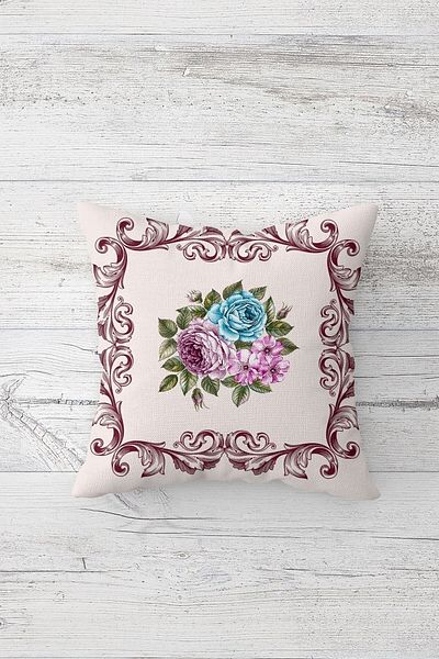 on the clouds Vintage Rose Bouquet Μαξιλαροθήκη με κρυφό φερμουάρ με στάμπα μονής πλευράς Μαξιλαροθήκη για καναπέ