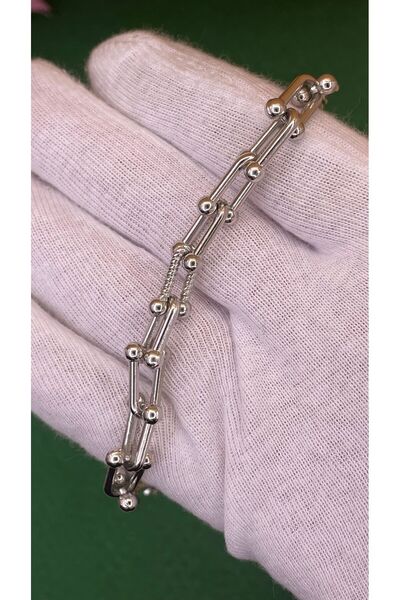 Gül Accessory Gümüş Renk Özel Tasarım Bileklik 21Cm