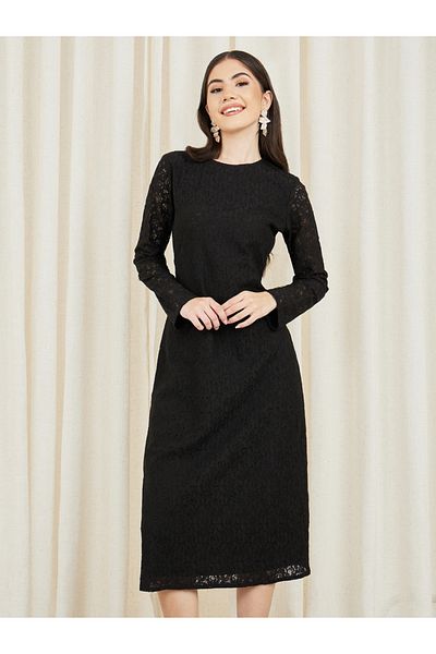 Styli All Over Lace Sheath Midi Dress