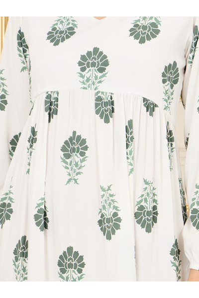 Styli Damask Print Tiered Shift Midi Dress