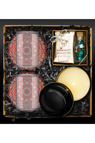 Artemis Gift Hediye Kutusunda Özel Ikili Cam Kahve Fincanı & Bardak Altlığı &...