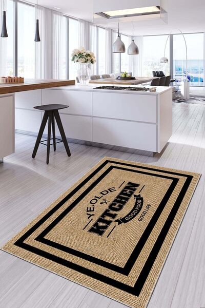 Viva Home Yıkanabilir Hasır Görünümlü Dijital Kaymaz Tabanlı Kitchen Mutfak H...