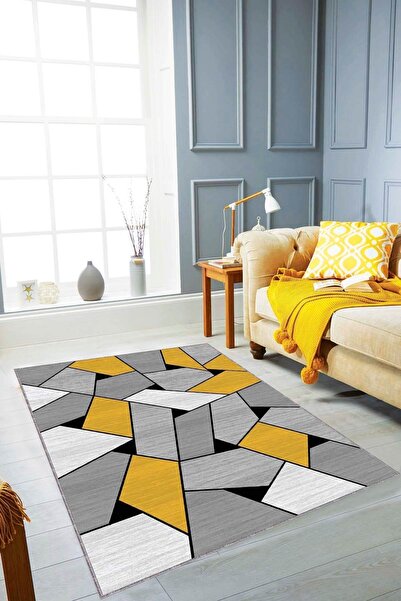 NeluxHome Makinede Yıkanabilir Kaymaz Tabanlı Dekoratif Modern Halı Wl002