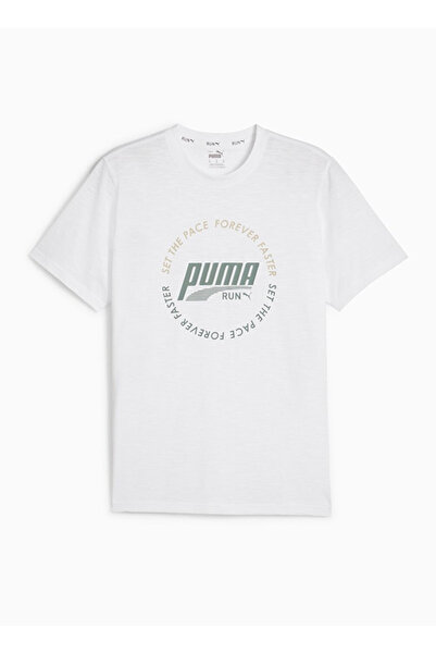 Puma Guler rotund alb pentru bărbați tricou 52510802 - Emblema grafică pentru...