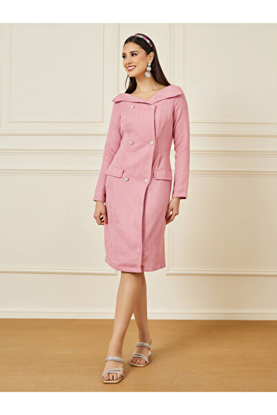 Styli Textured Knee Length Blazer Dress