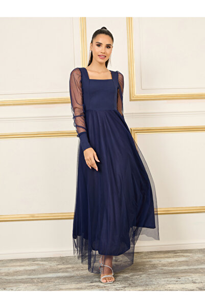 Styli Mesh Layer A-line Maxi Dress