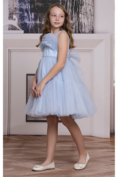 SÜSLÜ PİNK KİDS KIZ ÇOCUK TÜLLÜ SADE ŞIK ELBİSE