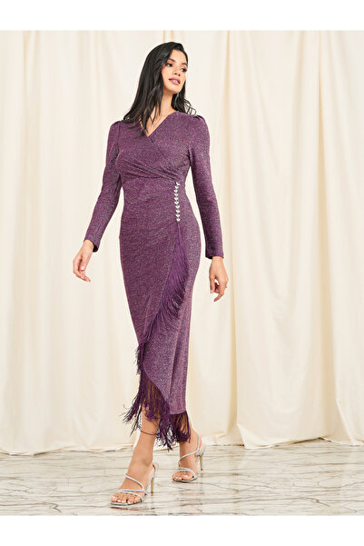 Styli فستان ميدي بوديكون بحاشية غير متماثلة مزين بشرابة لامعة