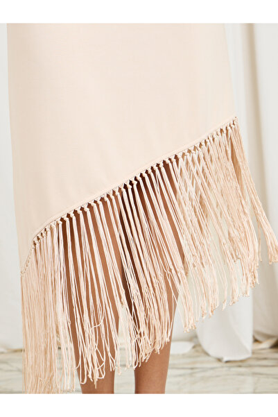 Styli Tassel Detail Asymmetric Hem Shift Dress