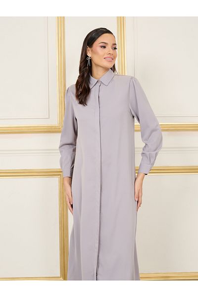 Styli Solid Concealed Placket Shirt Maxi Dress