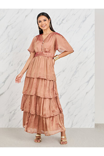 Styli فستان لوركس شيفون مخطط متعدد الطبقات