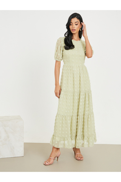 Styli Swiss Dobby Tiered Maxi Dress