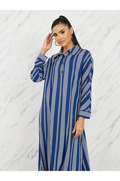 Styli Striped Drop Shoulder Shift Maxi Dress