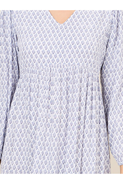 Styli All Over Print Tiered Midi Shift Dress