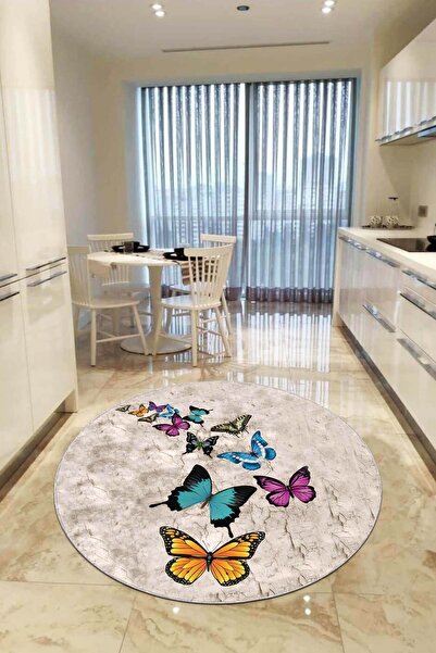 Viva Weaver's Makinede Yıkanabilen Kaymaz Taban Yuvarlak Mutfak Halısı Ar995