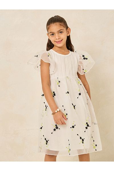 Styli Embroidery Mesh Dress