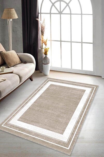NeluxHome Kaymaz Taban Dijital Baskılı Makinede Yıkanabilen Kenar Desenli Hal...