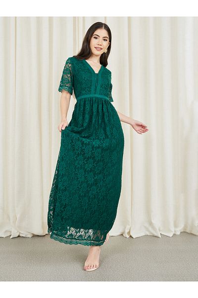Styli All Over Lace A-Line Maxi Dress