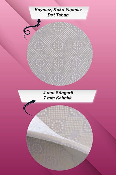 NeluxHome Kaymaz Tabanlı Makinede Yıkanabilen Mutfak Halısı Çaydanlık Fincan MT007