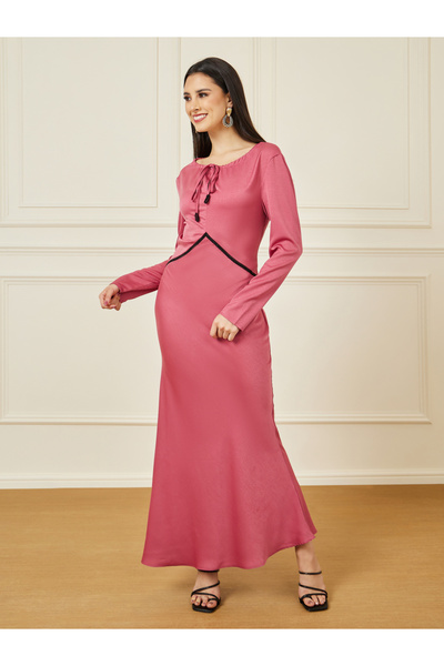 Styli مطرز الخصر التفاصيل ألف خط فستان ماكسي