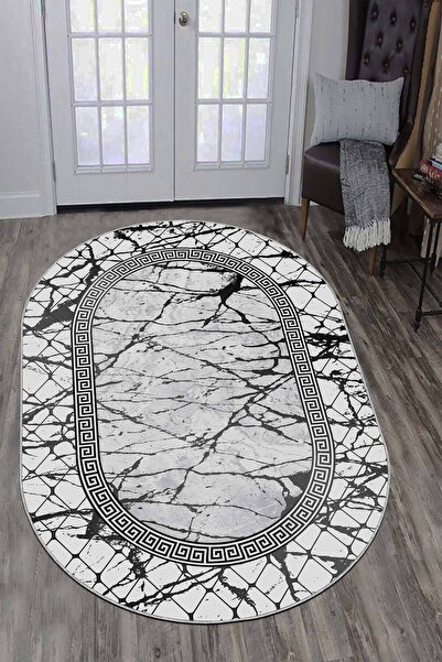 Viva Weaver's Kaymaz Taban Makinede Yıkanabilen Dekoratif Oval Halı Ar975