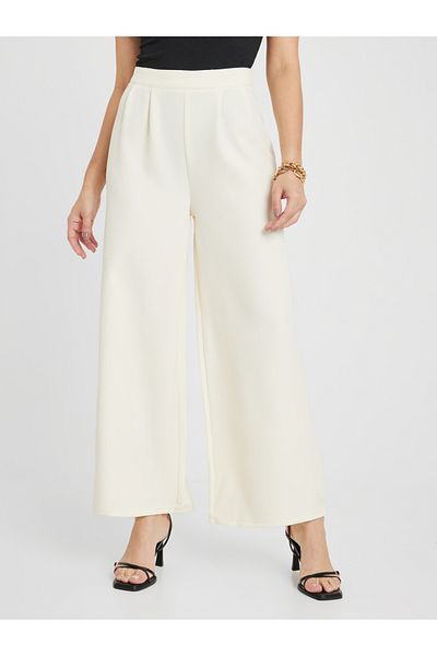Styli High Rise Wide Leg Pants With Folded Pleats