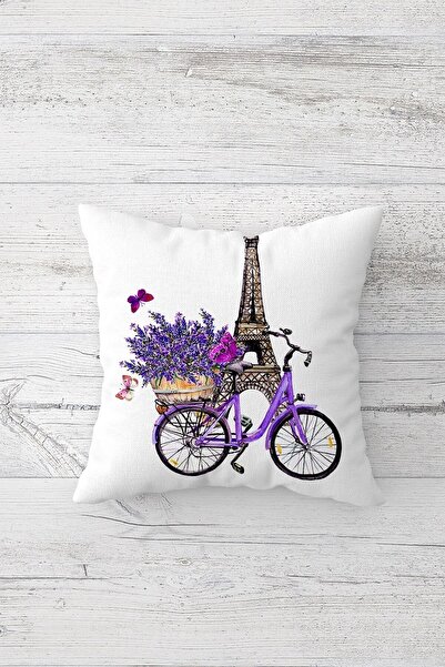 on the clouds Lavender Butterfly Bicycle Pattern Concealed Zippered Throw Pillow Case Seat Pillow Case Set(4pcs)
