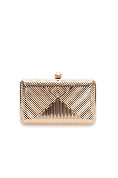 Sun Pieces Ava Gold Color Shiny Shoulder Bag - Metal Clutch Bag