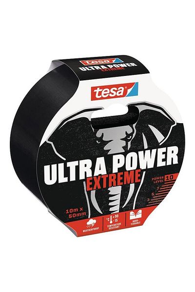 Tesa Ultimate Power Extra Strong Duct Repair Tape Black 10m X 50mm / Tesa