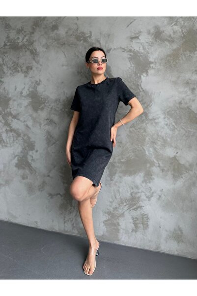 BRGCLOTHING Μπροστινό φόρεμα με ραμμένο λαιμόκοψη με πλύσιμο και λεπτομέρεια