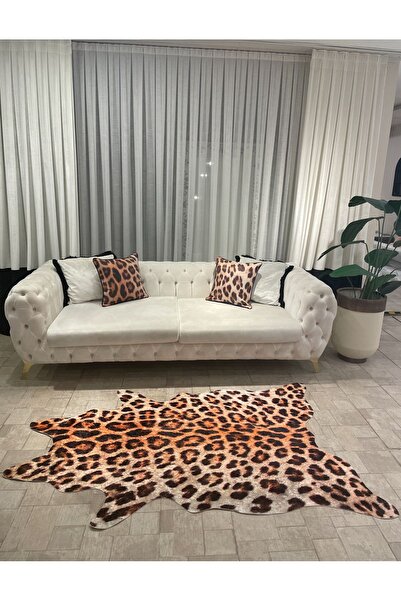 Brillant Leopar Desenli Post Kesimli Tüysüz Halı