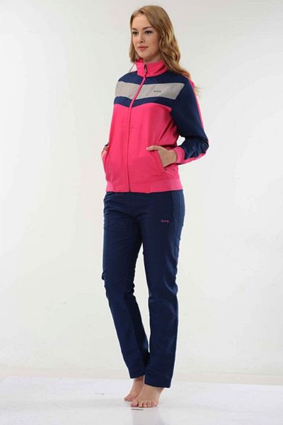 Fantasy Women's Half Turtleneck Micropoly Pink Tracksuit Set (2058)