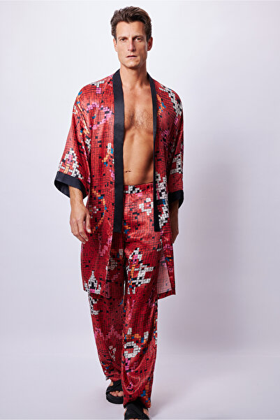Dear Deer Red Line Set with Kimono and Pants