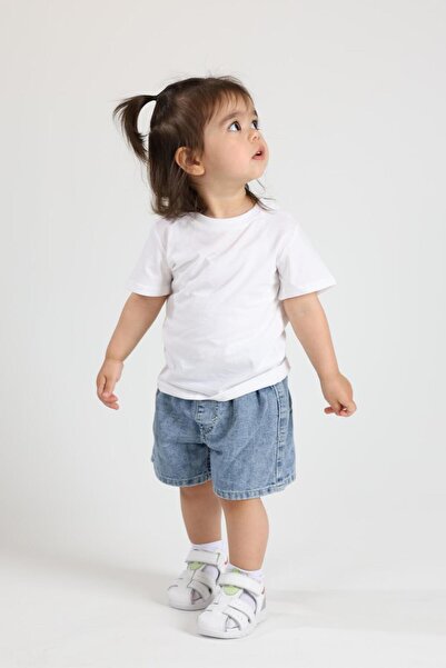 kids A more White Cloe Genuine Leather Baby Girl Sandals - Single Velcro Closed Back