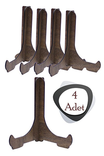 Genel Markalar Çerçeve Tabak Teşhir Ayağı Stand Ahşap Stand Kaide Ayak 9 cm Şövalye Akasya 4 Adet