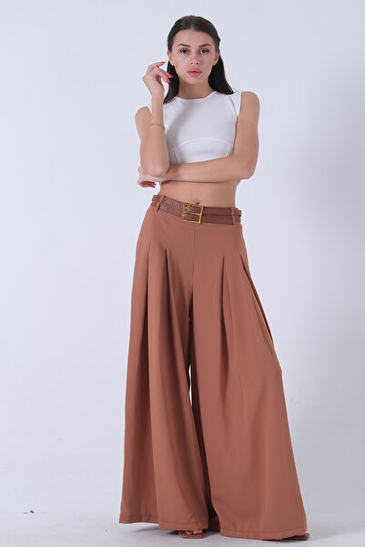 Feminist Ön Çift Pilikaşeli Pantolon Kahve 03030151