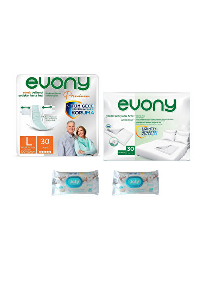 Evony حفاضات للكبار كبيرة 30 قطعة + جولي 50 قطعة مجموعة تنظيف الجسم والعجان -...