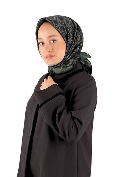Bursa İpek Μαντίλι από μεταξωτό μονόγραμμα Khaki Twill - Λεπτομέρεια αλυσίδας