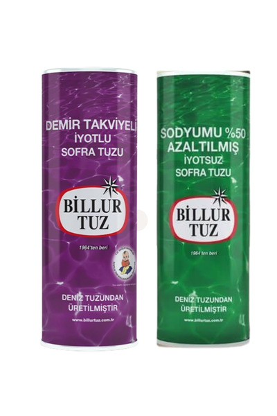 Billur Tuz Demir Takviyeli İyotlu 500 g Sodyumu %50 Azaltılmış İyotsuz 500 g