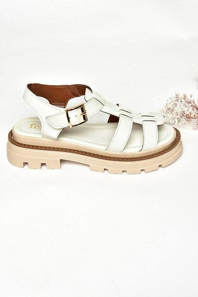 Fox Shoes S437302009 White Thick Sole Women's Sandals