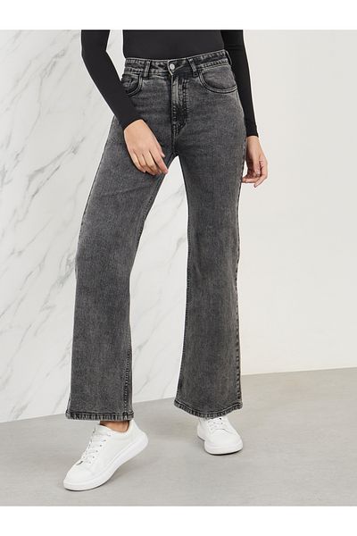 Styli High Rise Washed Fit and Flared Jeans